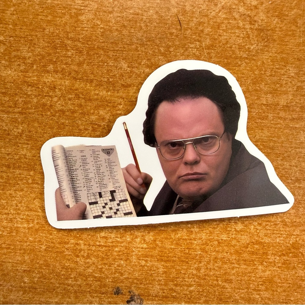 Funny Character Sticker with Crossword‎